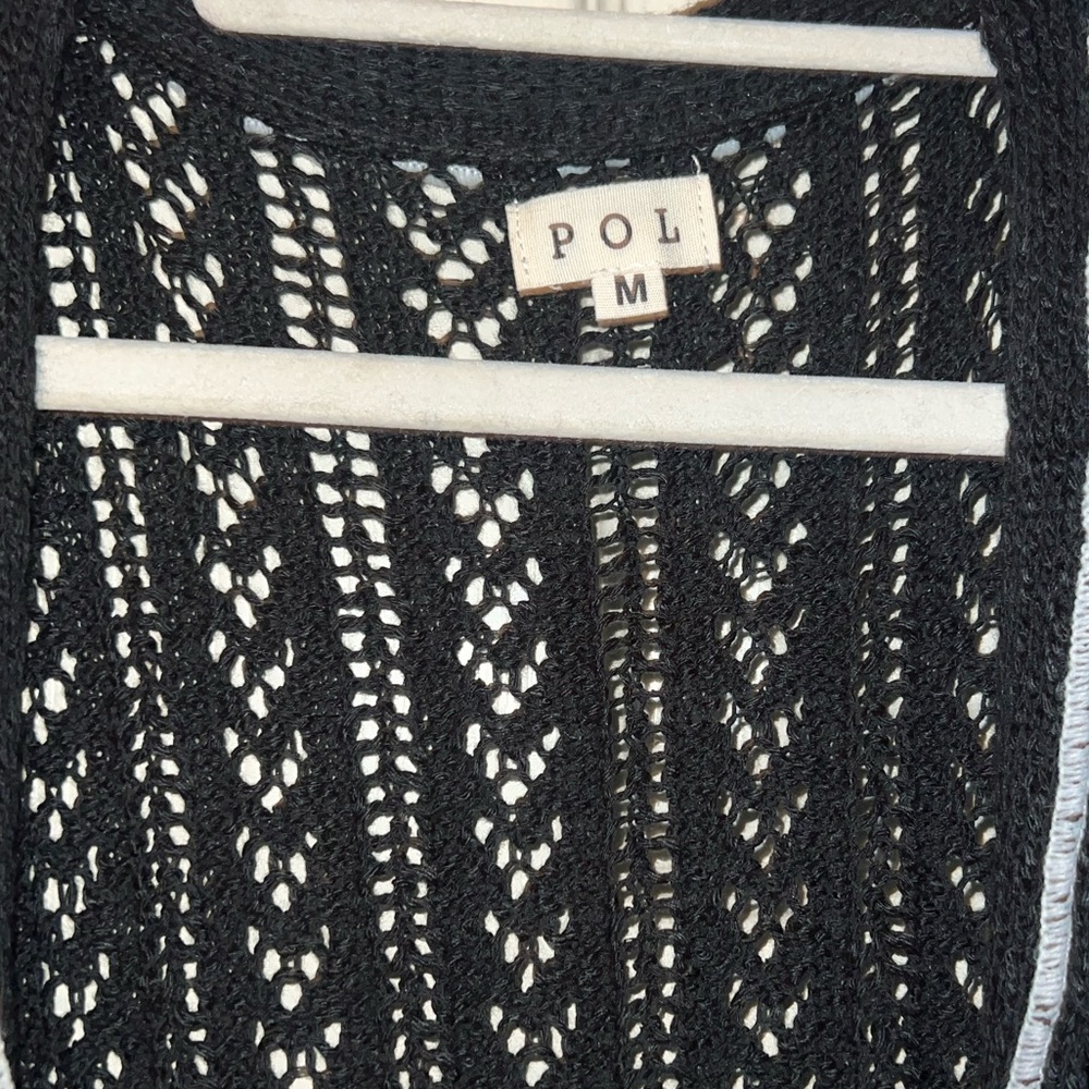 Black Long Length Knit Open Front Cardigan Duster - Picture 12 of 15